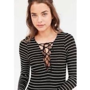 Deep black lace up shirt